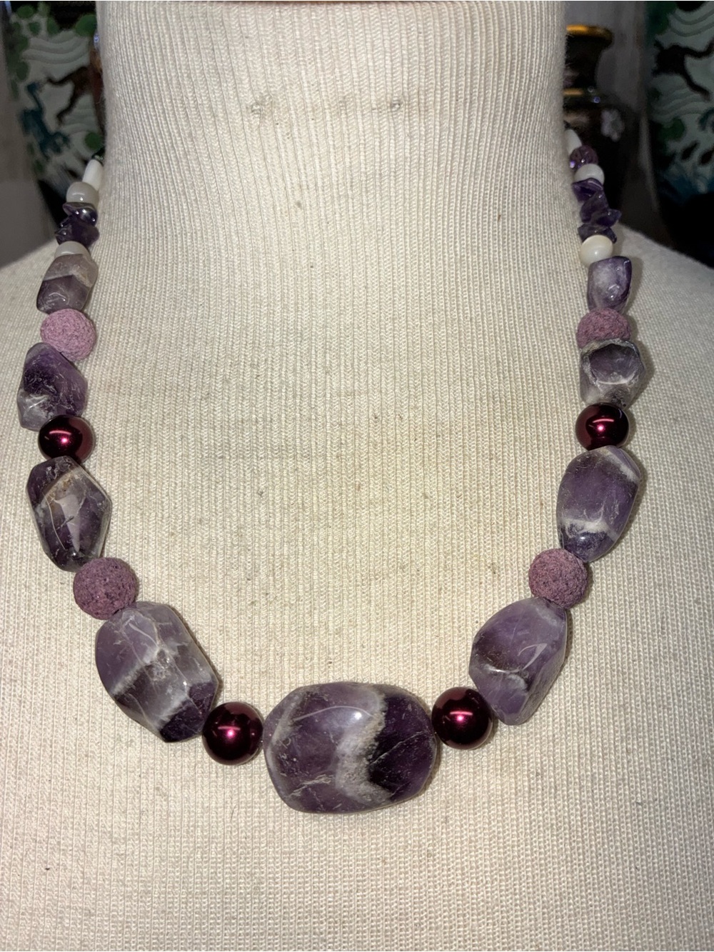 Amethyst Bead Necklace in Purple